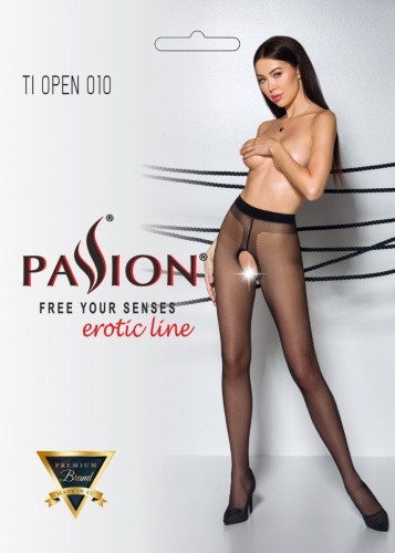 Passion Tiopen 010 - Колготки с открытым доступом, 1/2 (чёрный)