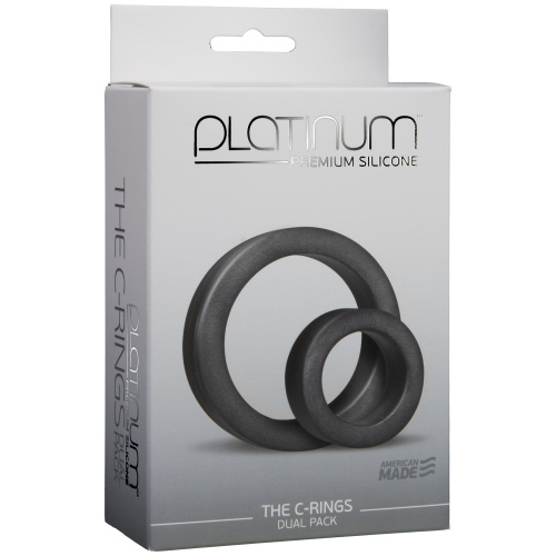 Doc Johnson Platinum Premium Silicone - The C-Rings - Charcoal - набор эрекционных колец, диам 2.5 и 4.4 см - sex-shop.ua