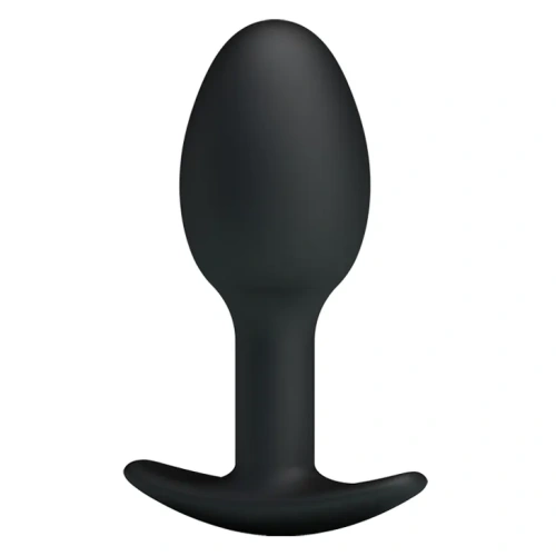 Pretty Love Silicone Anal Plug Black - Анальна пробка із зміщеним центром ваги, 8.4х3.2 см (чорний)