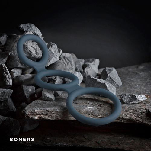 Boners Triple Cock Ring - Тройное эрекционное кольцо, (серый)