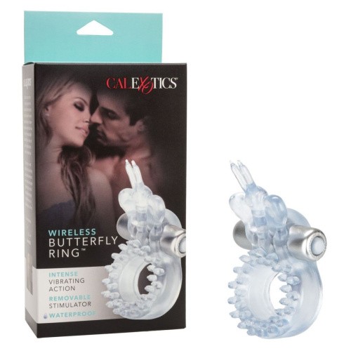 CalExotics Butterfly Beauty Orgasm Ring - виброкольцо с бабочкой, 8х3.2 см (прозрачный) - sex-shop.ua