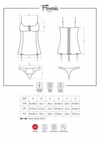 Obsessive Floweria corset UA66754  - Комплект, L/XL, (черный)