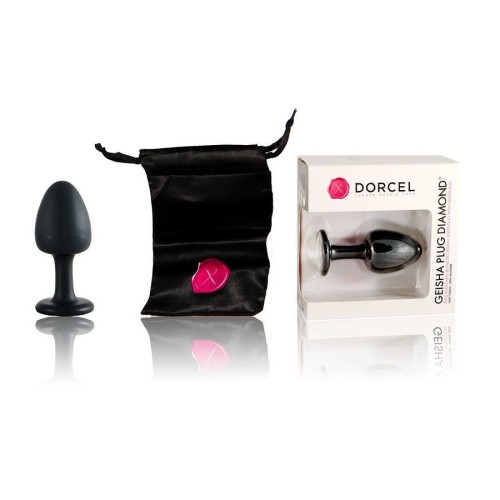 Dorcel Geisha Plug Diamond L анальная пробка со смещенным центром тяжести и кристаллом, 9х4 см (белый) - sex-shop.ua