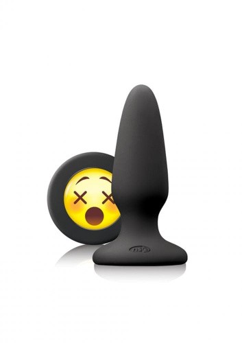 NS Novelties Mojis Plug #WTF Medium средняя анальная пробка с эмоджи, 10,5х3,7 см (черный) - sex-shop.ua