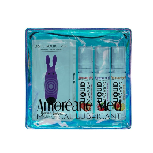 Adrien Lastic Amoreane Med - набір з 3-х смаків стимулюючого лубриканта та вібропулі (фіолетовий)
