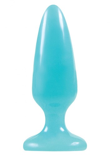 NS Novelties Firefly Pleasure Plug Medium - анальная пробка светящаяся в темноте, 12,7х3,8 см (голубой) - sex-shop.ua