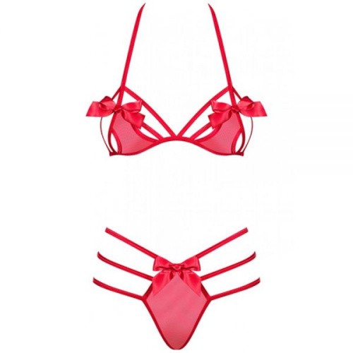 Obsessive Giftella set - эротический комплект белья, L/XL (красный)