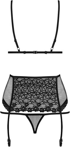 Obsessive 821-SEG-1 set - эротический комплект с поясом для чулок, S/M (чёрный)