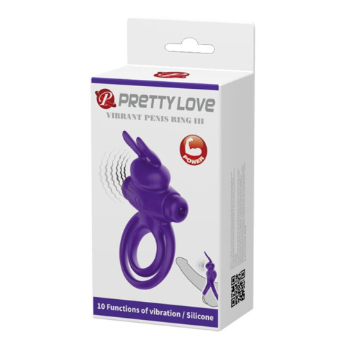 Pretty Love Vibro Penis Ring Bunny III Blue – Эрекционное кольцо, 9,7х4,0 см (фиолетовый)