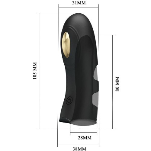LyBaile Pretty Love Pegasus Electric Finger Vibrator Black - Насадка для фінгерингу з електстростимуляцією та золотом, 10.5х3.1 см