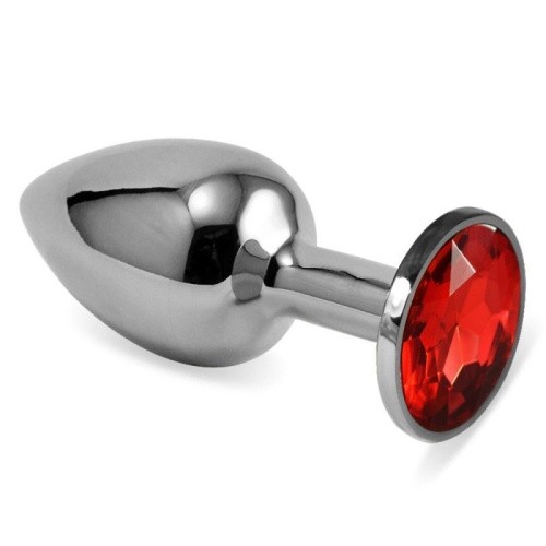 LoveToy Rosebud Classic Metal Plug S - маленькая металлическая анальная пробка с кристаллом, 6.8х3 см (красный)