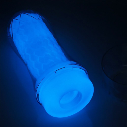 LoveToy Lumino Play Masturbator Crystal Ribbed - мастурбатор, светящийся в темноте, 20.5х8 см (прозрачный)