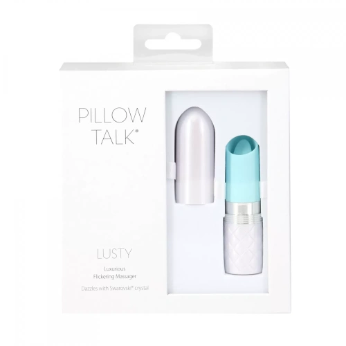 Pillow Talk - Lusty Luxurious Flickering Massager - Вибратор в виде губной помады (голубой) - sex-shop.ua