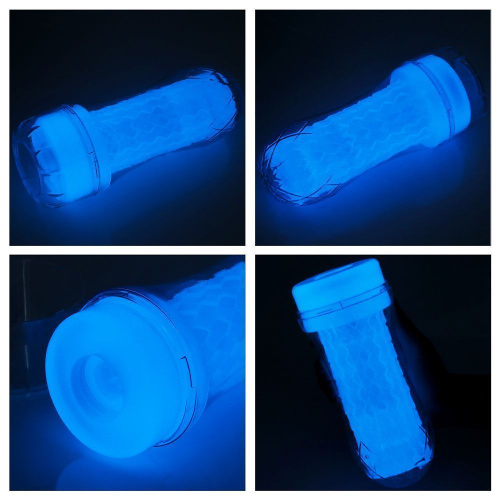 LoveToy Lumino Play Masturbator Crystal Ribbed - мастурбатор, светящийся в темноте, 20.5х8 см (прозрачный)