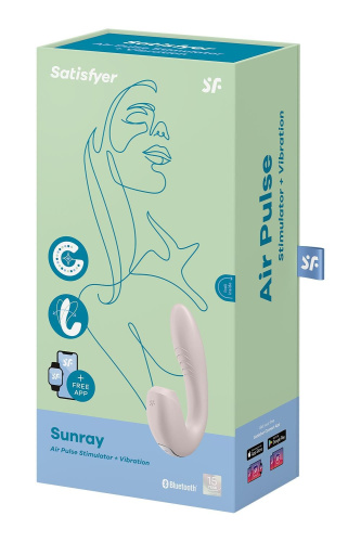 Satisfyer Sunray - Смарт-вибратор с вакуумно-волновым стимулятором клитора, 14.8х3.1 см (розовый) - sex-shop.ua