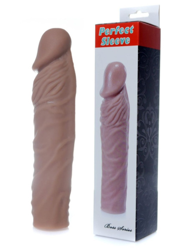 Boss Perfect Sleeve Mulatto - Насадка на член, +7 см (коричневий) - купити в Україні | Секс шоп SEX-SHOP.ua