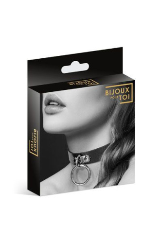 Bijoux Pour Toi Fetish Black - чокер с кольцом для поводка (чёрный) - sex-shop.ua