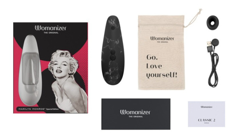 Womanizer Marilyn Monroe Classic 2 + Лубрикант 50 мл - Вакуумный стимулятор (чёрный мрамор) - sex-shop.ua
