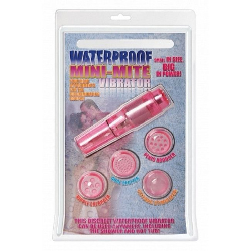 Pipedream Waterproof Mini Mite - Вібратор з різними насадками, 9.5х2.4 см (рожевий)