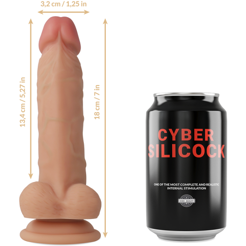 CYBER SILICOCK - Jude - Фаллоимитатор на присоске, 13.4х3.2 см (телесный)