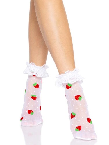 Leg Avenue Strawberry - Аккуратные носочки, OS (белый) - sex-shop.ua