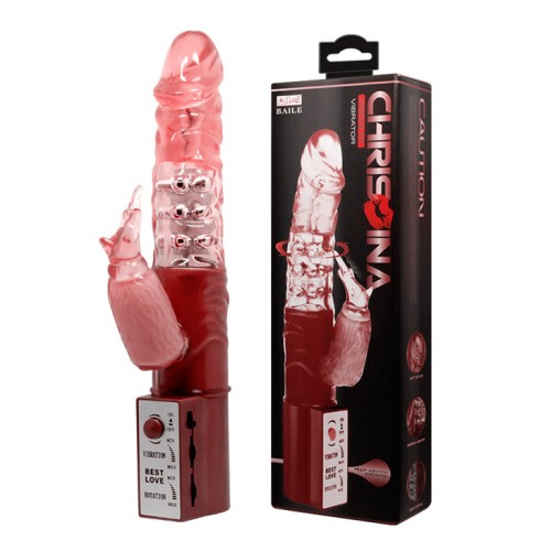 LyBaile - Vibrator With Pearls Red - Вибратор, 25х3.6 см