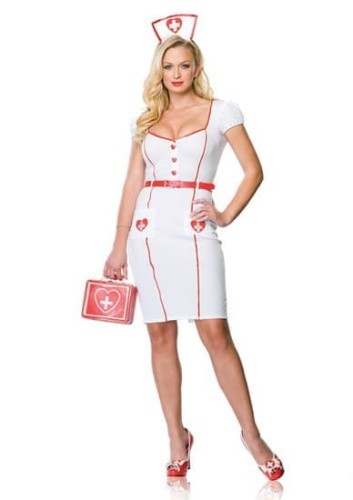 Leg Avenue Nurse Knocrout - Костюм медсестры M/L, (белый) - sex-shop.ua