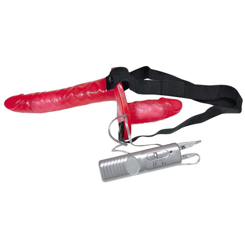 Двойной страпон Orion Bad Kitty Vibrating Strap-On Duo, 18 см
