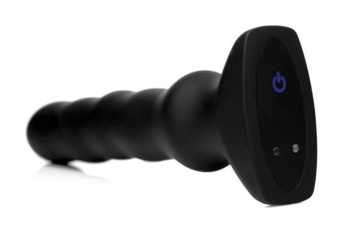 Thunderplugs Silicone Vibrating & Squirming Plug with Remote Control - вибратор с функцией волн, 16.5х4.5 см Черный - sex-shop.ua