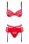 Obsessive Heartina set - эротический комплект бюстгальтер, стринги и пояс для чулок, L/XL (красный)