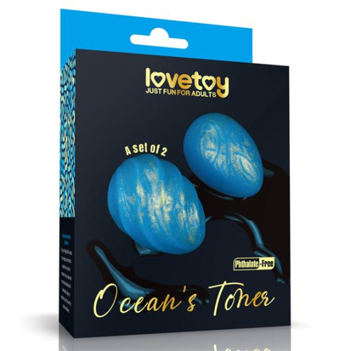 LoveToy Ocean's Toner Egg Set II - Вагинальные шарики, 3,8 см (голубой)