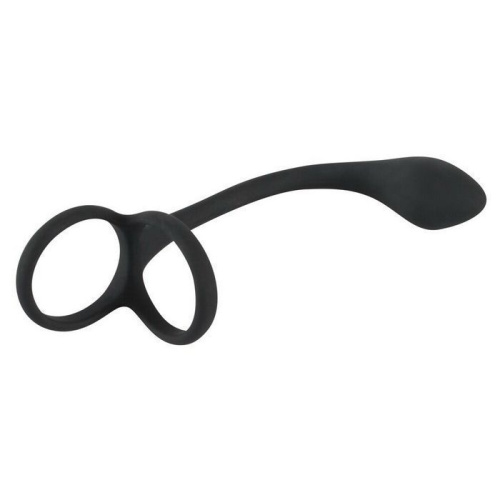 Эрекционное кольцо Black Velvets Cock & Ball Ring + Plug