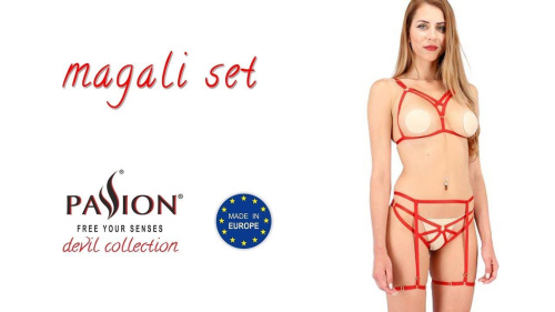 Passion Exclusive Magali Set OpenBra - Комплект білизни зі стреп, L/XL (червоний) - купити в Україні | Секс шоп SEX-SHOP.ua