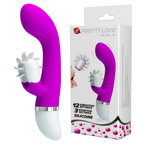 Pretty Love Sheila Rolling Vibrator Purple - Вибратор-кролик с имитацией оральных ласк,19.4х3.8 см (фиолетовый)