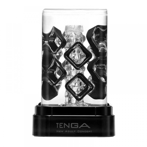 Tenga Crysta Block - мастурбатор с уникальным рельефом, 12х5 см (чёрный)
