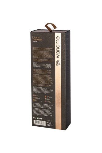 Waname D-Splash Thunder - Вибратор-кролик, 13.5х3.6см (чёрный)