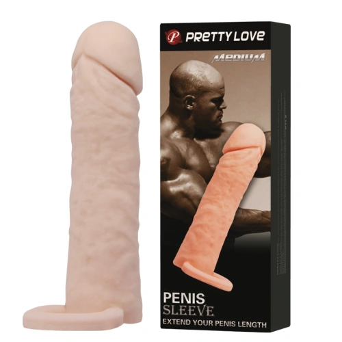 Pretty Love Penis Sleeve Medium Flesh - Насадка на пеніс, +4 см (тілесний)