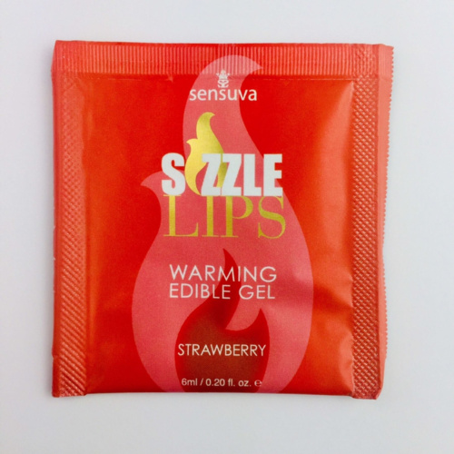 Sensuva - Sizzle Lips Strawberry - Пробник массажного геля, 6 мл. - sex-shop.ua