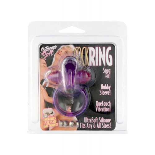Seven Creations Rabbit Silicone Vibrating Cockring - виброкольцо, 4х2.5 см (фиолетовый)