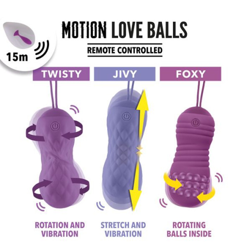 FeelzToys Remote Controlled Motion Love Balls Jivy - виброяйцо с дистанционным управлением, 8,3х3,3 см - sex-shop.ua