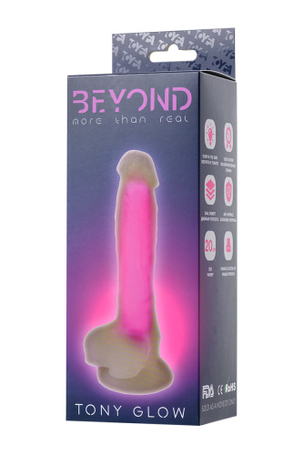 Beyond By Toyfa Tony Glow фаллоимитатор светящийся в темноте, 20х3.5 см (розовый)