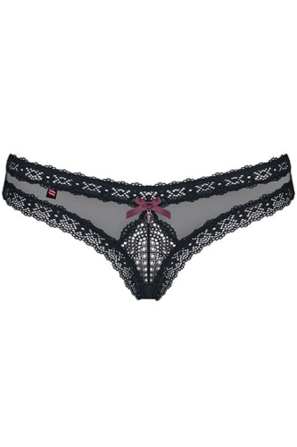 Obsessive 820-PAN-1 - Эротические трусики с кружевом и подвеской, S/M (чёрный)