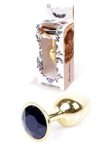 Boss Jewellery Gold PLUG Black - Анальная пробка с кристаллом, 7х2.7 см (чёрный) - sex-shop.ua