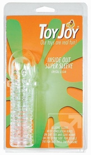 Toy Joy Inside Out - рельефная насадка на член, 14х3 см (прозрачный) - sex-shop.ua