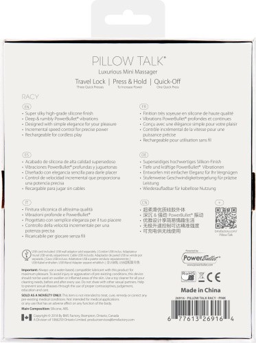 Pillow Talk Racy Pink - Роскошный вибратор с кристаллом Сваровски для точки G, 12.7х2.2 см. (розовый)
