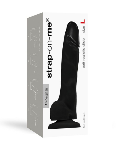 Strap-On-Me Soft Realistic Dildo Black - L - реалистичный фаллоимитатор, 19х4.1 см (чёрный)