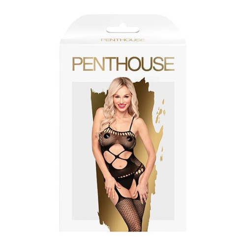 Penthouse Hot Nightfall - Бодистокинг с вырезом на животике, XL (чёрный) - sex-shop.ua