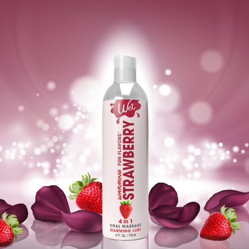 Оральная смазка со вкусом клубники Wet Strawberry 4 in 1, 118 мл