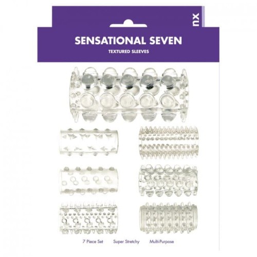 Kinx Sensual Seven Textured Sleeves Transparent Small - Набір насадок з різними текстурами, 7 шт. - купити в Україні | Секс шоп SEX-SHOP.ua