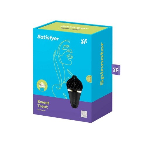 Satisfyer Layons Sweet Treat - стимулятор для клитора с вращающимися лепестками, 10х4 см (черный) - sex-shop.ua